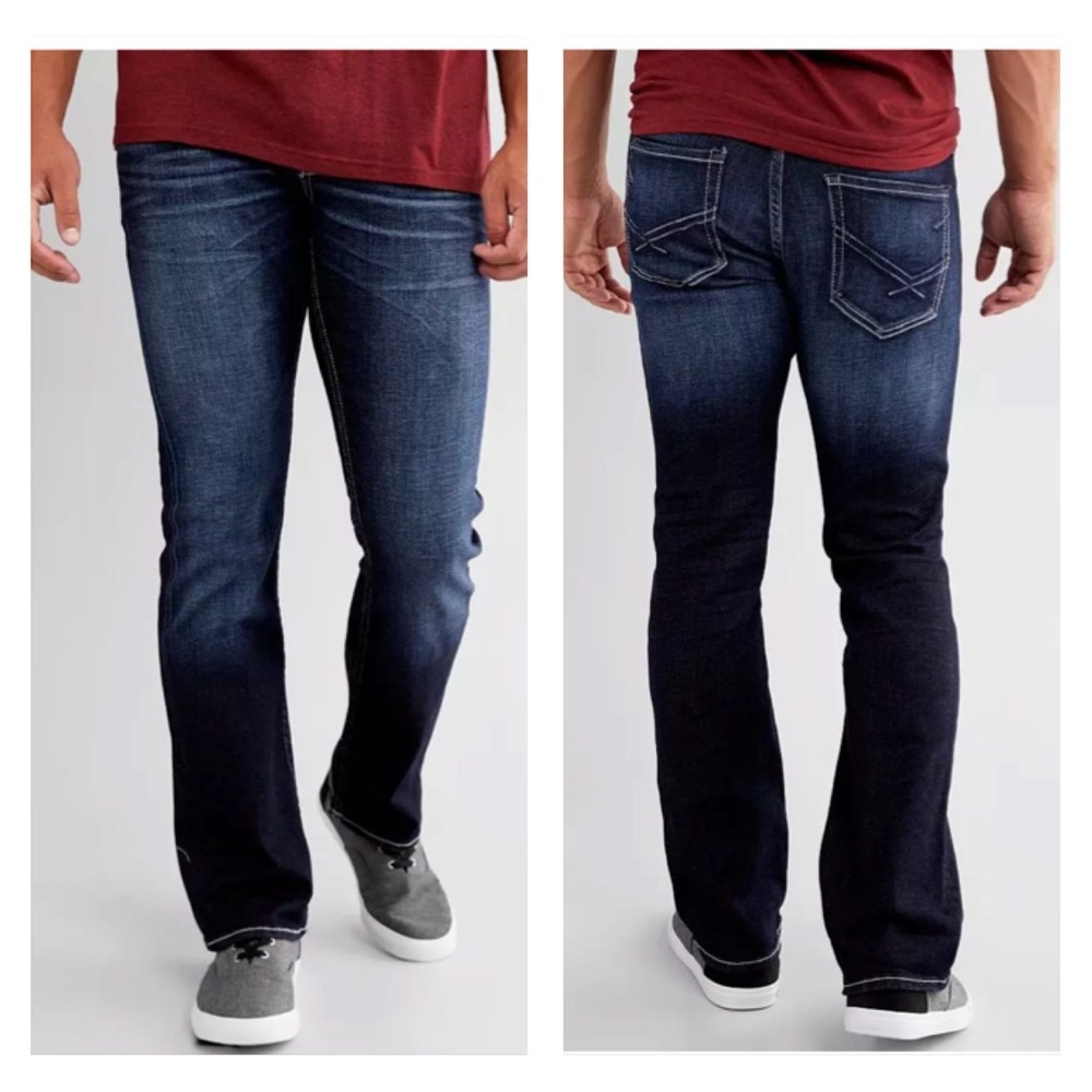 BKE Men’s Aiden Bootleg Dark Blue Jeans Stretch Size 27L